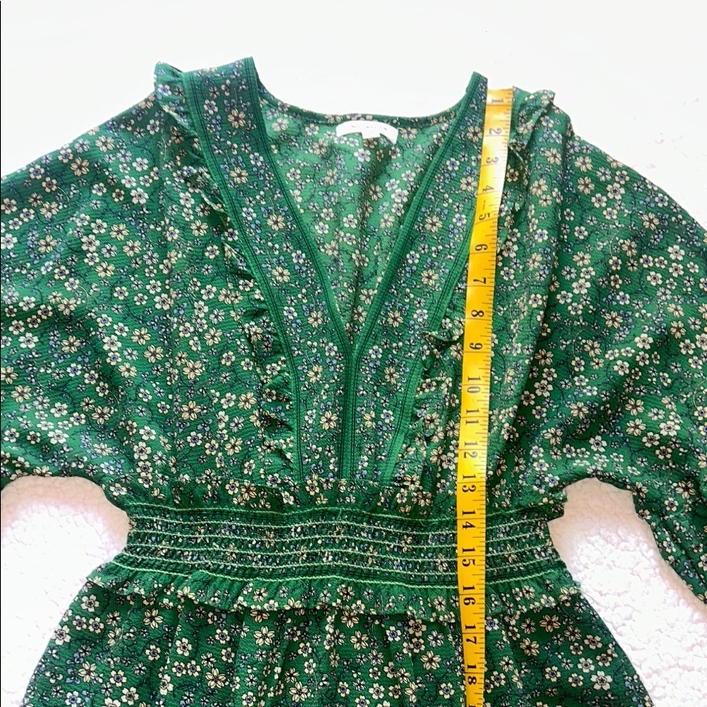 NWOT Max Studio Green Floral Bohemian Prairie Dress 3/4 sleeve - Picture 4 of 8